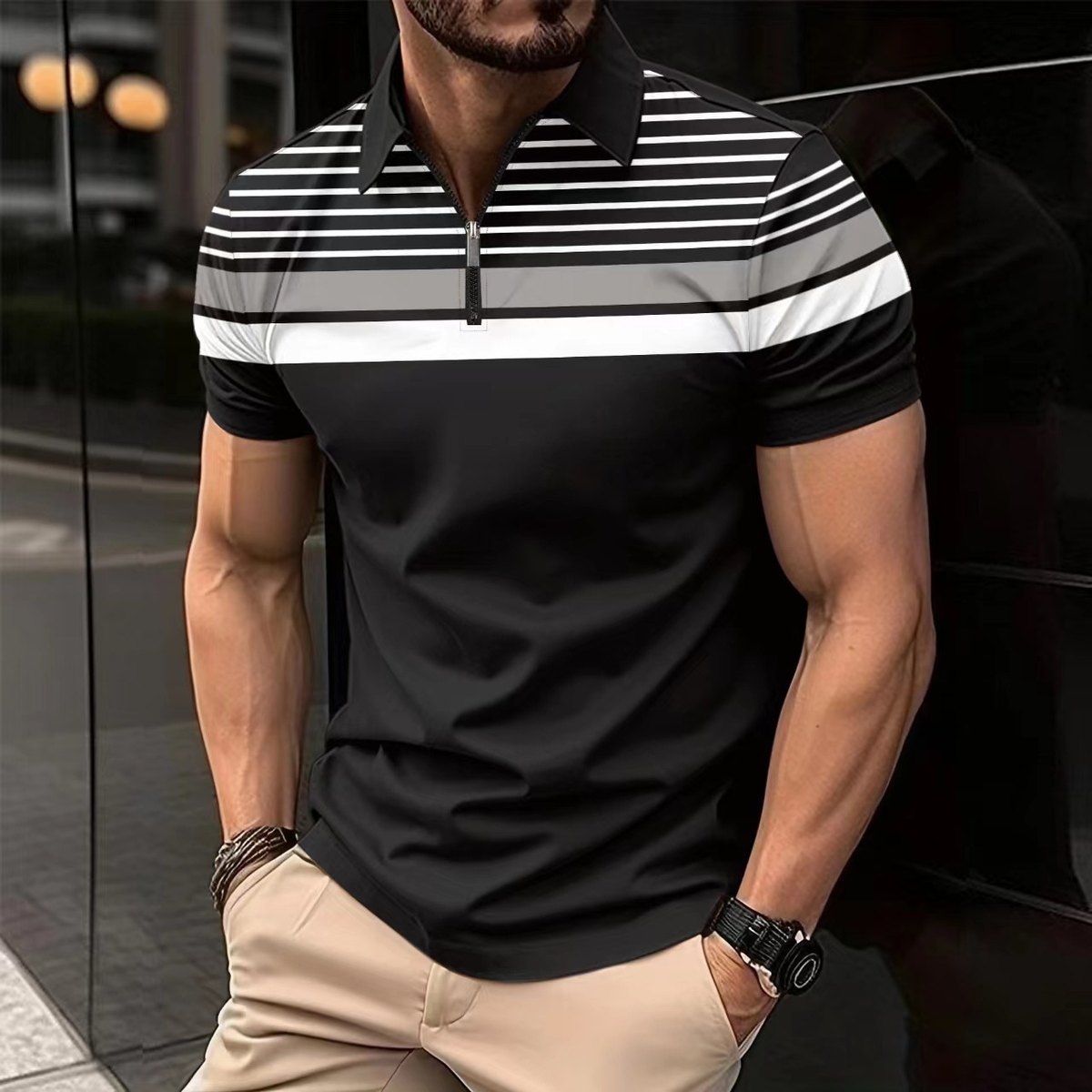 Men's Striped Business T-Shirt