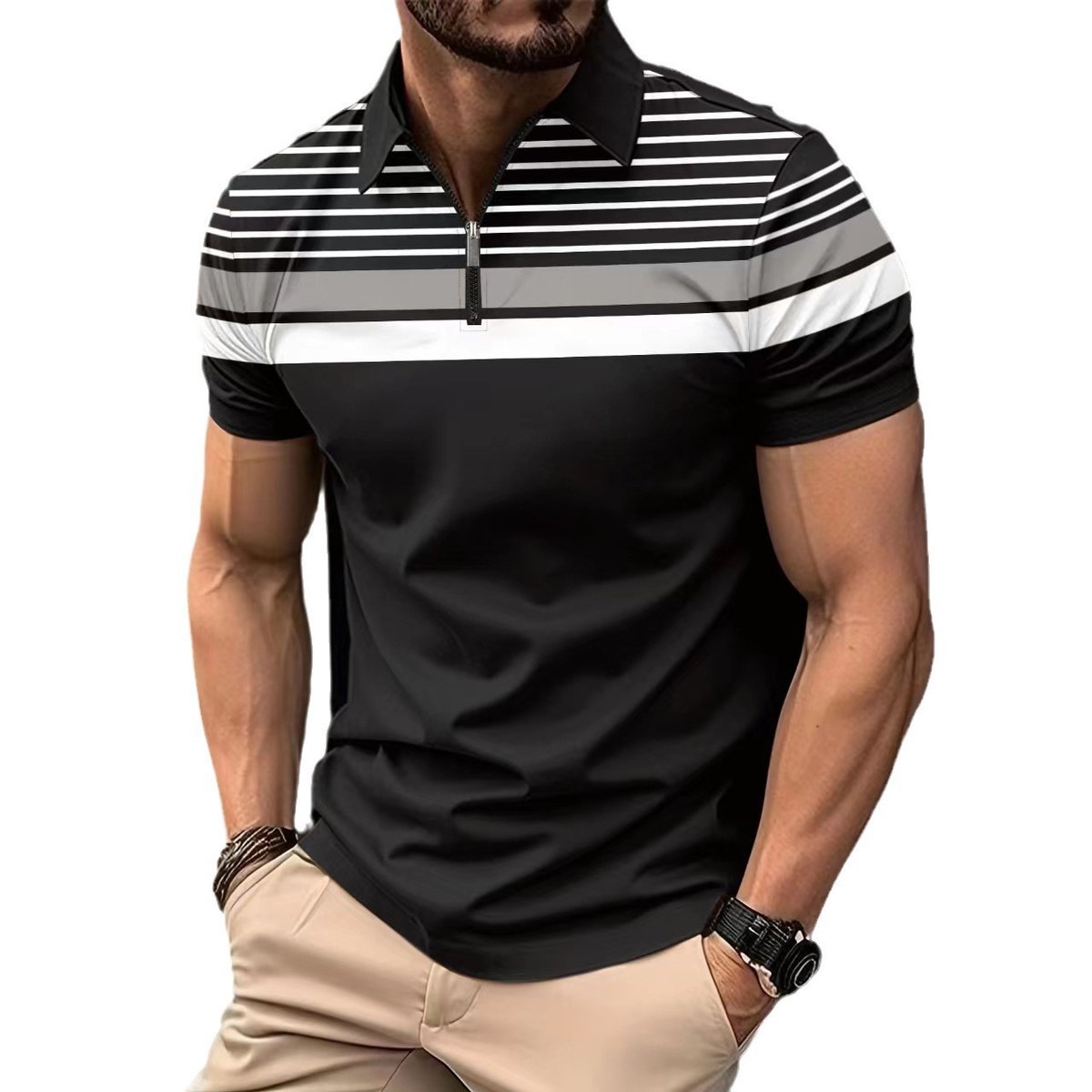 Men's Striped Business T-Shirt