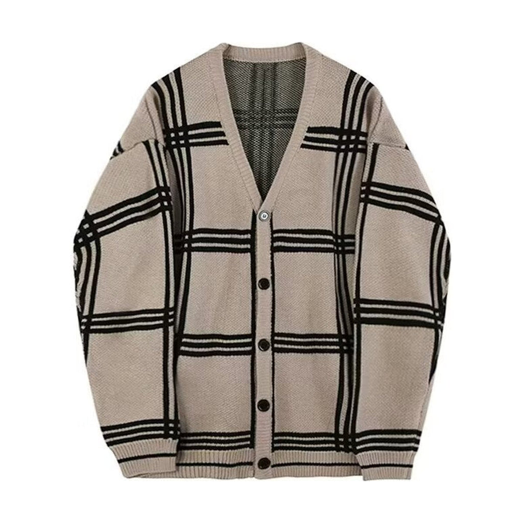 Men's Striped Knitted Cardigan Coat Retro