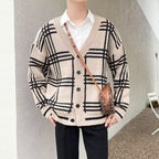 Men's Striped Knitted Cardigan Coat Retro