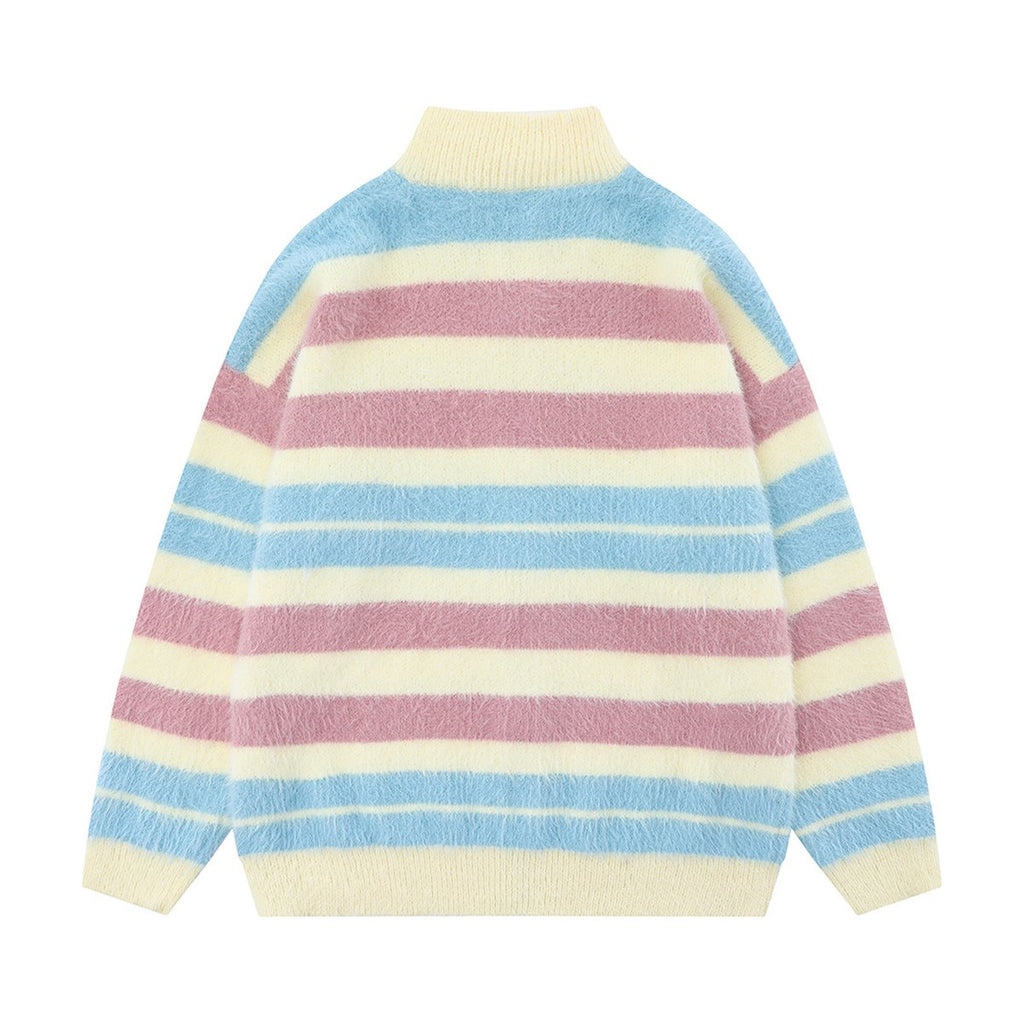 Men's Striped Knitted Sweater Coat