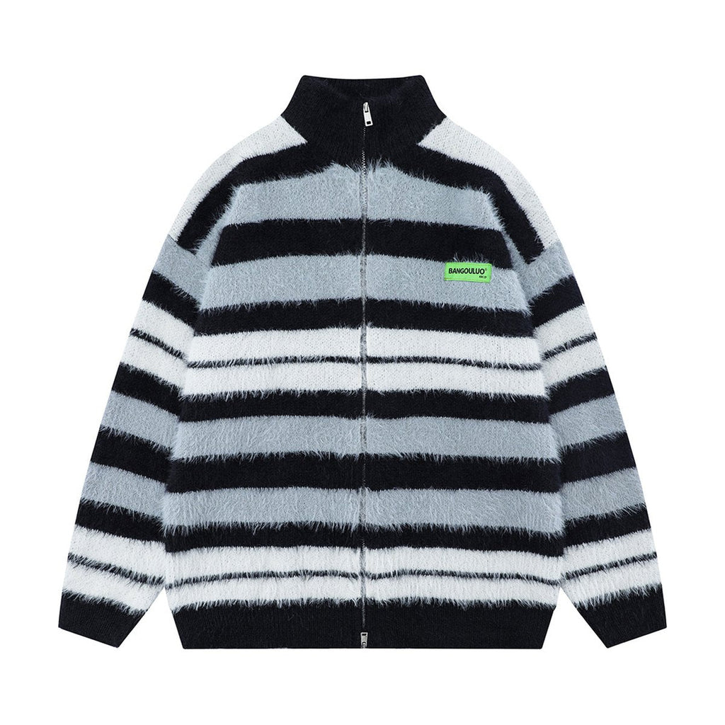 Men's Striped Knitted Sweater Coat