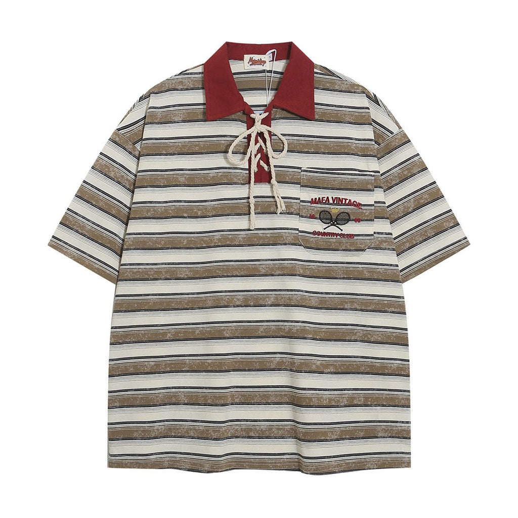 Men's Striped Polo Shirt Casual Short-sleeved Top