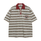 Men's Striped Polo Shirt Casual Short-sleeved Top