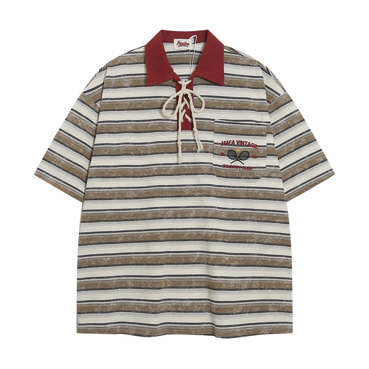 Men's Striped Polo Shirt Casual Short-sleeved Top