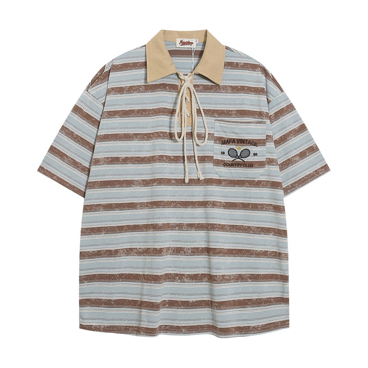 Men's Striped Polo Shirt Casual Short-sleeved Top