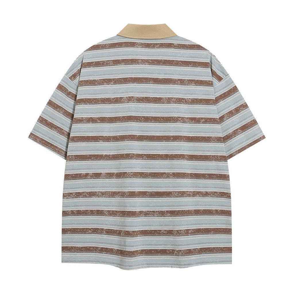 Men's Striped Polo Shirt Casual Short-sleeved Top