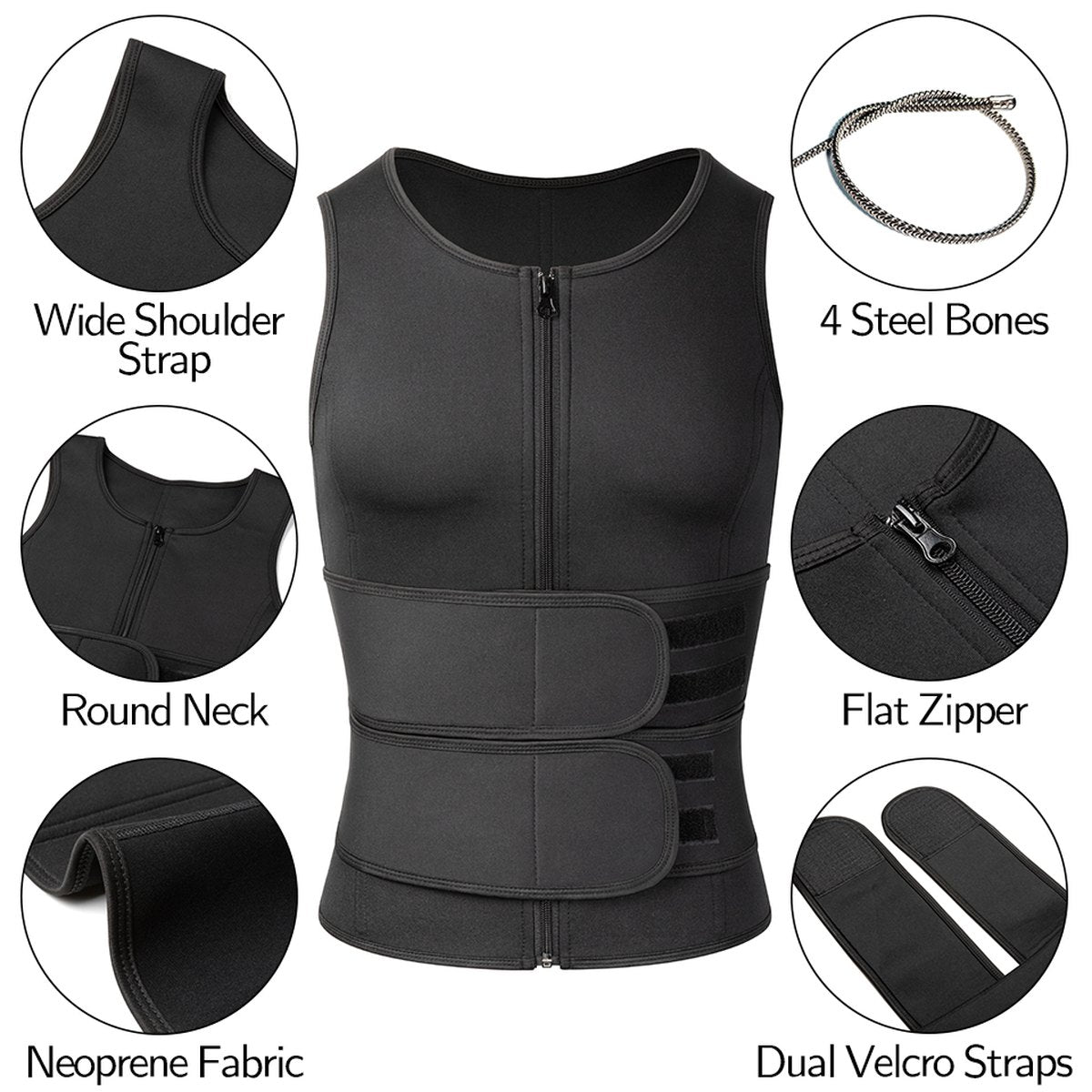 Men's Sweat Vest Sauna Suit Waist Trainer Weight
