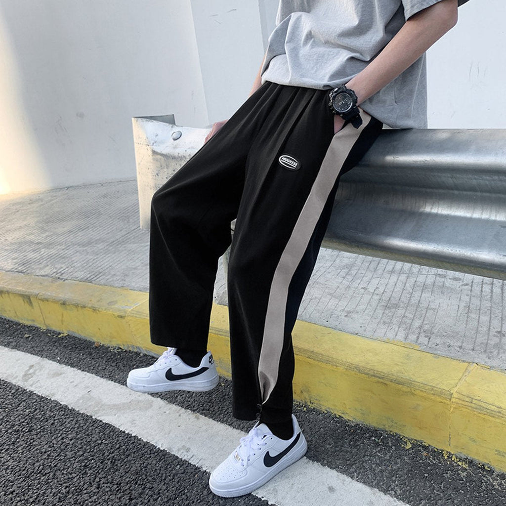 Men's Sweatpants Matching Color Straight Tube Loose Wear