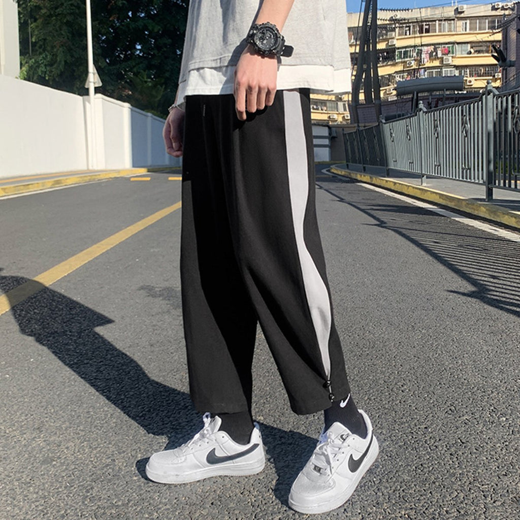 Men's Sweatpants Matching Color Straight Tube Loose Wear