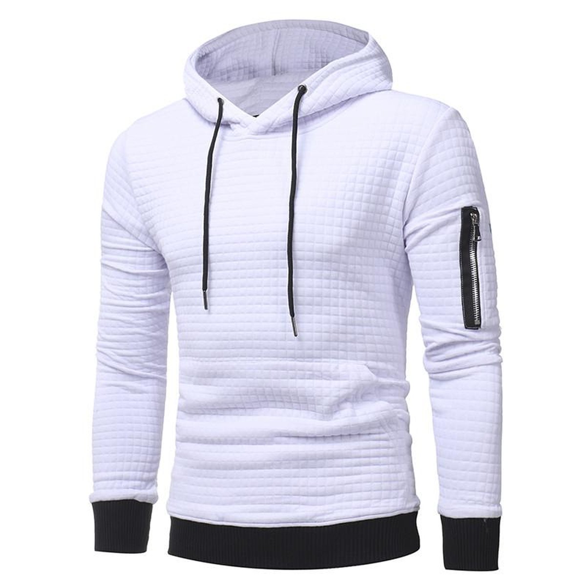 Men's Sweatshirt Hoodie Arm Zipper Long Sleeve Slim