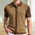 Men's Tencel Short-sleeved Sweater Lapel Jacquard Cardigan