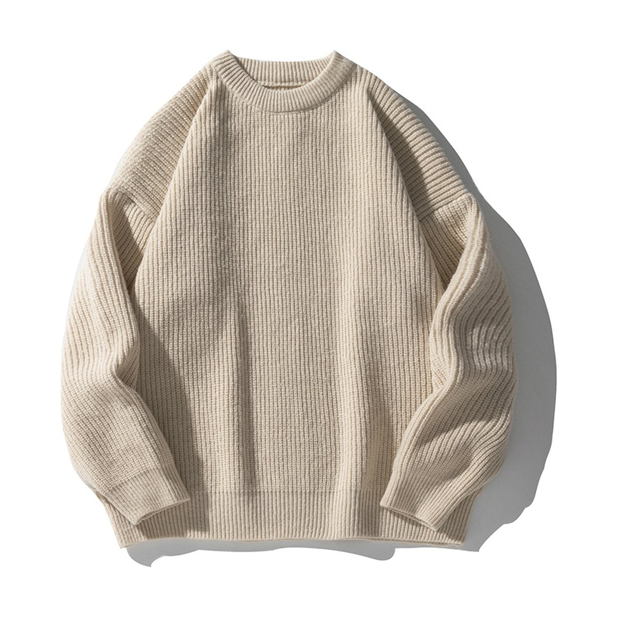 Men's Thickened Chunky-knit Crew-neck Sweater