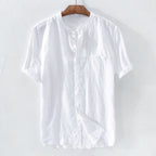 Men's Thin Breathable Cotton Linen Standing Collar Shirt