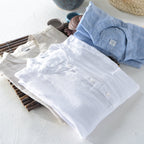 Men's Thin Breathable Cotton Linen Standing Collar Shirt