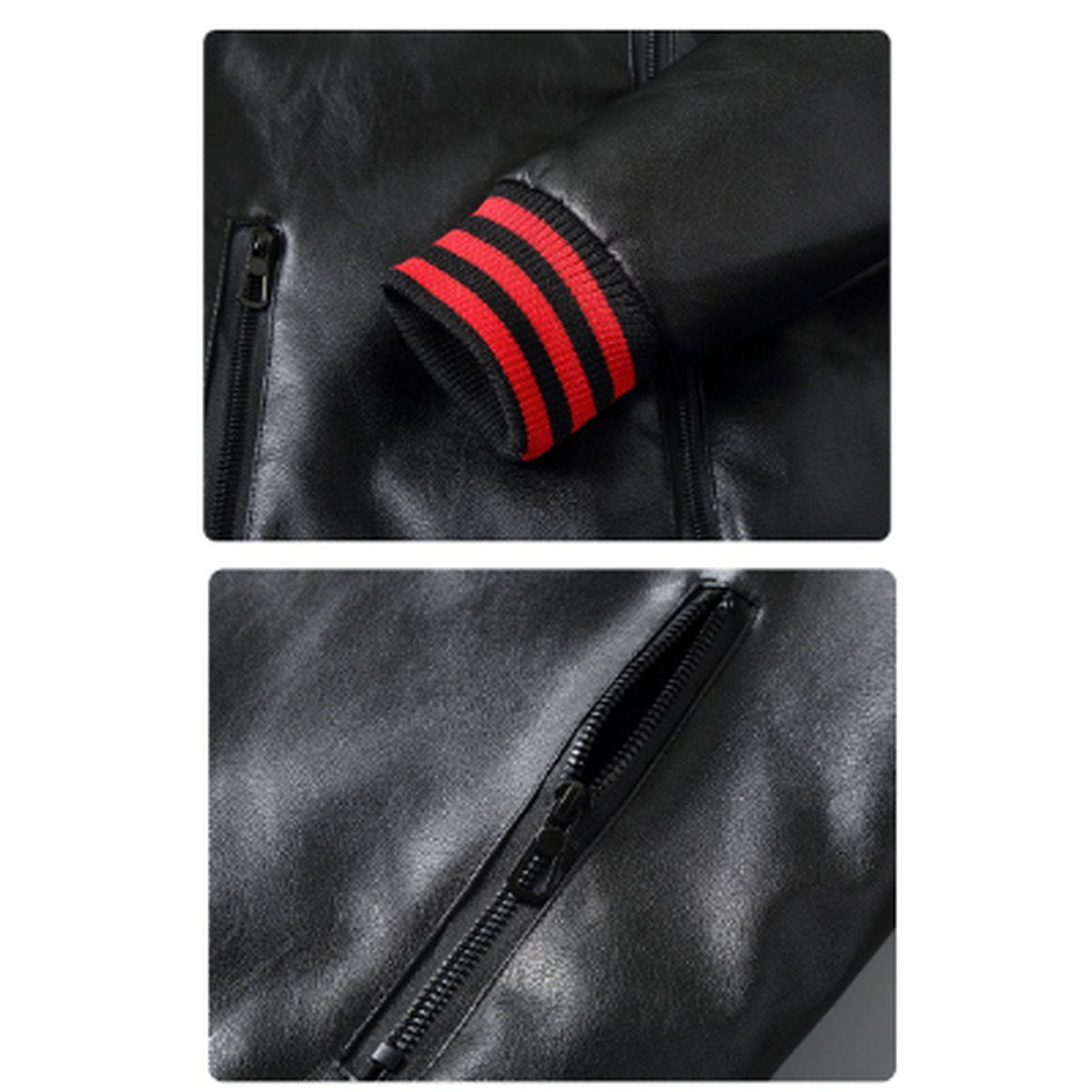 Men's Three Bars Hooded Leather Coat