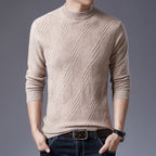 Men's Turtleneck Wool Knit Pullover Solid Color Cardigan
