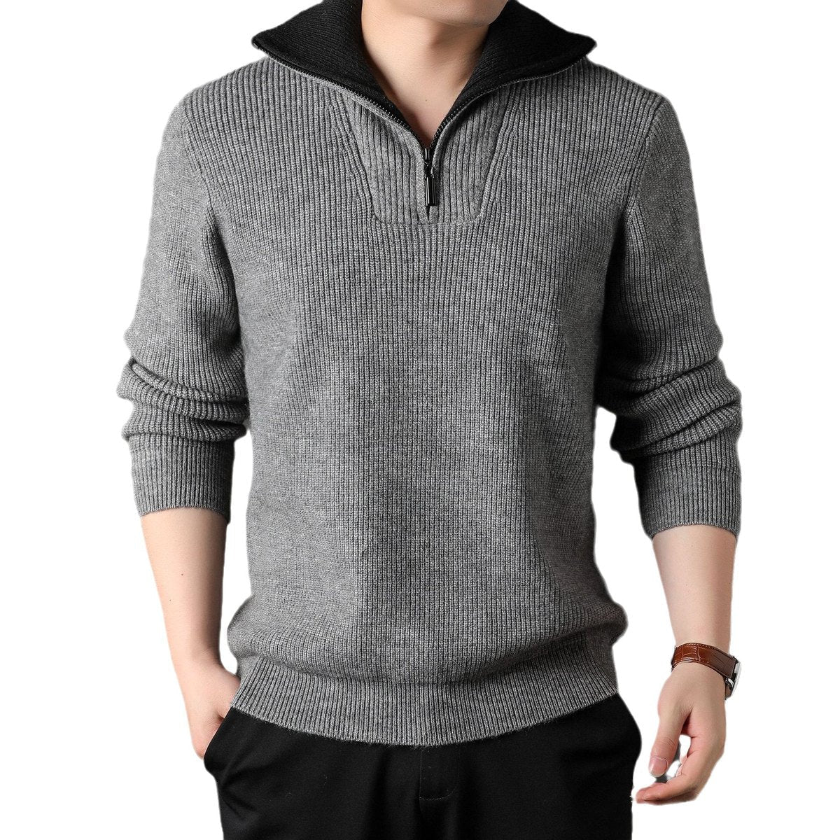 Men's Twisted Jacquard Lapel Sweater Cardigan