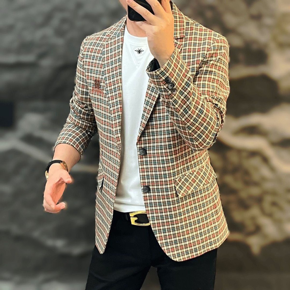 Men's Versatile Plaid Suit