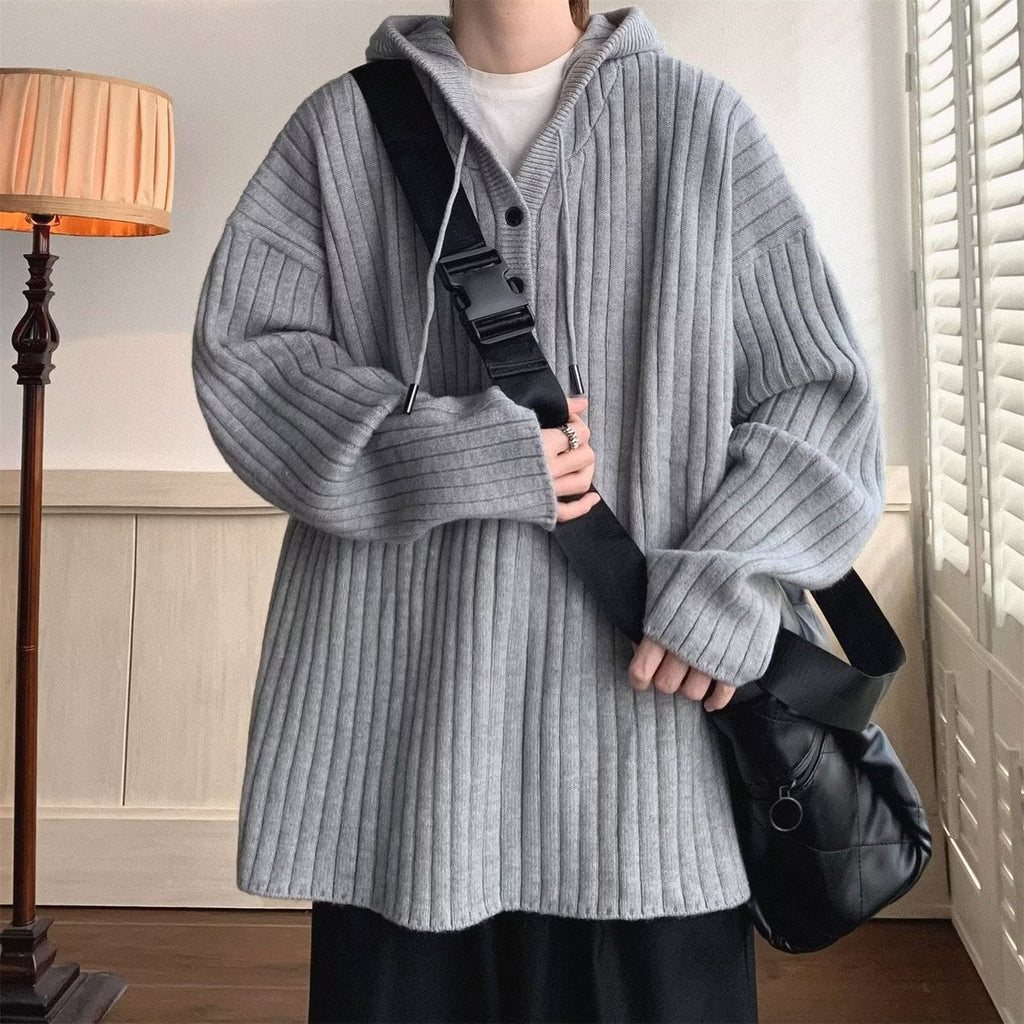 Men's Waffle Cardigan Knitted Sweater