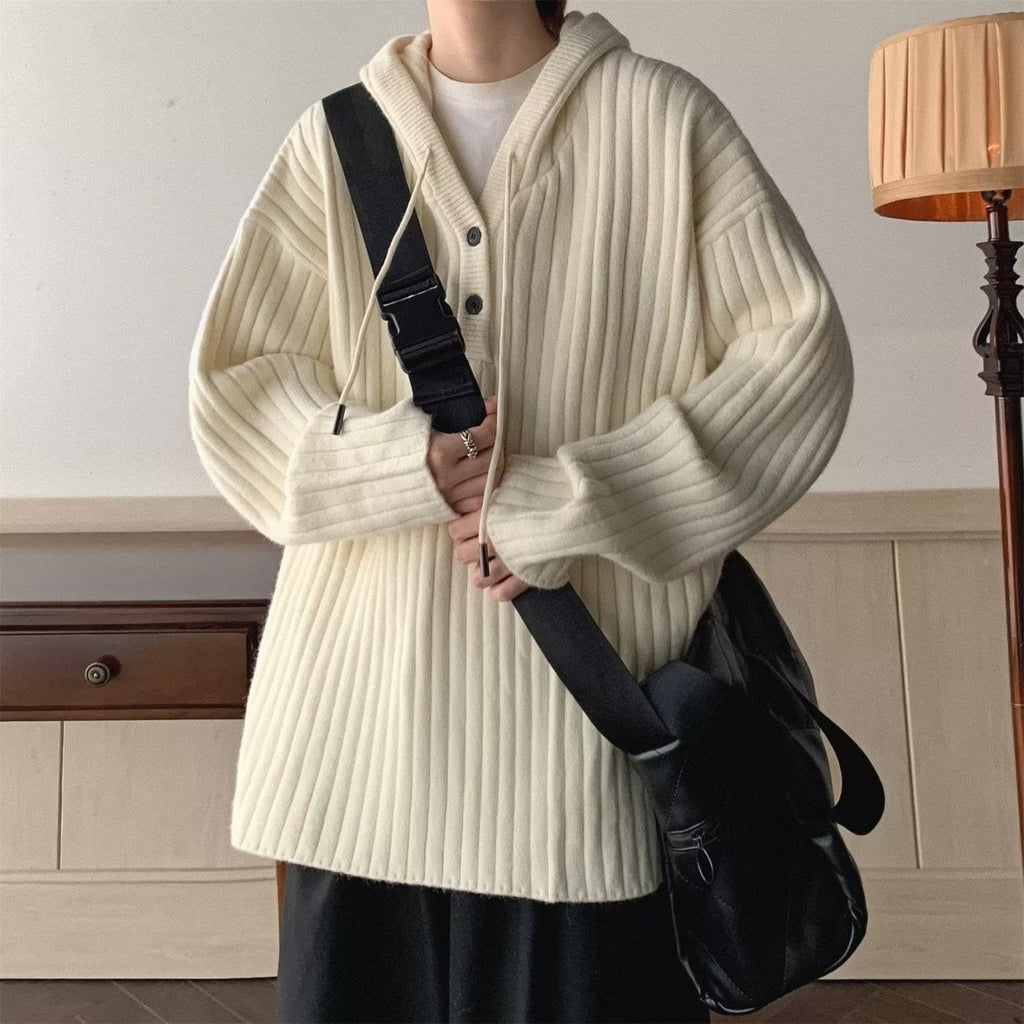 Men's Waffle Cardigan Knitted Sweater