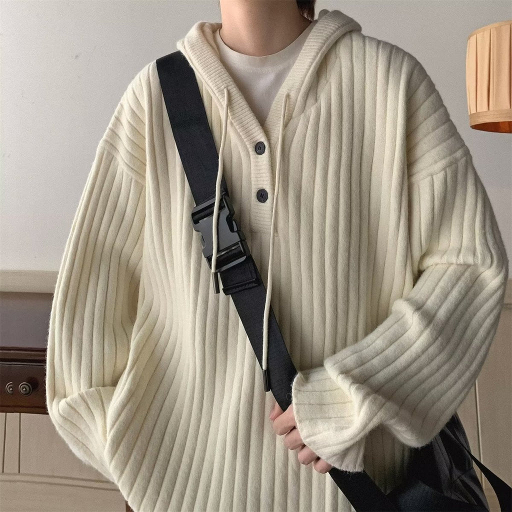 Men's Waffle Cardigan Knitted Sweater