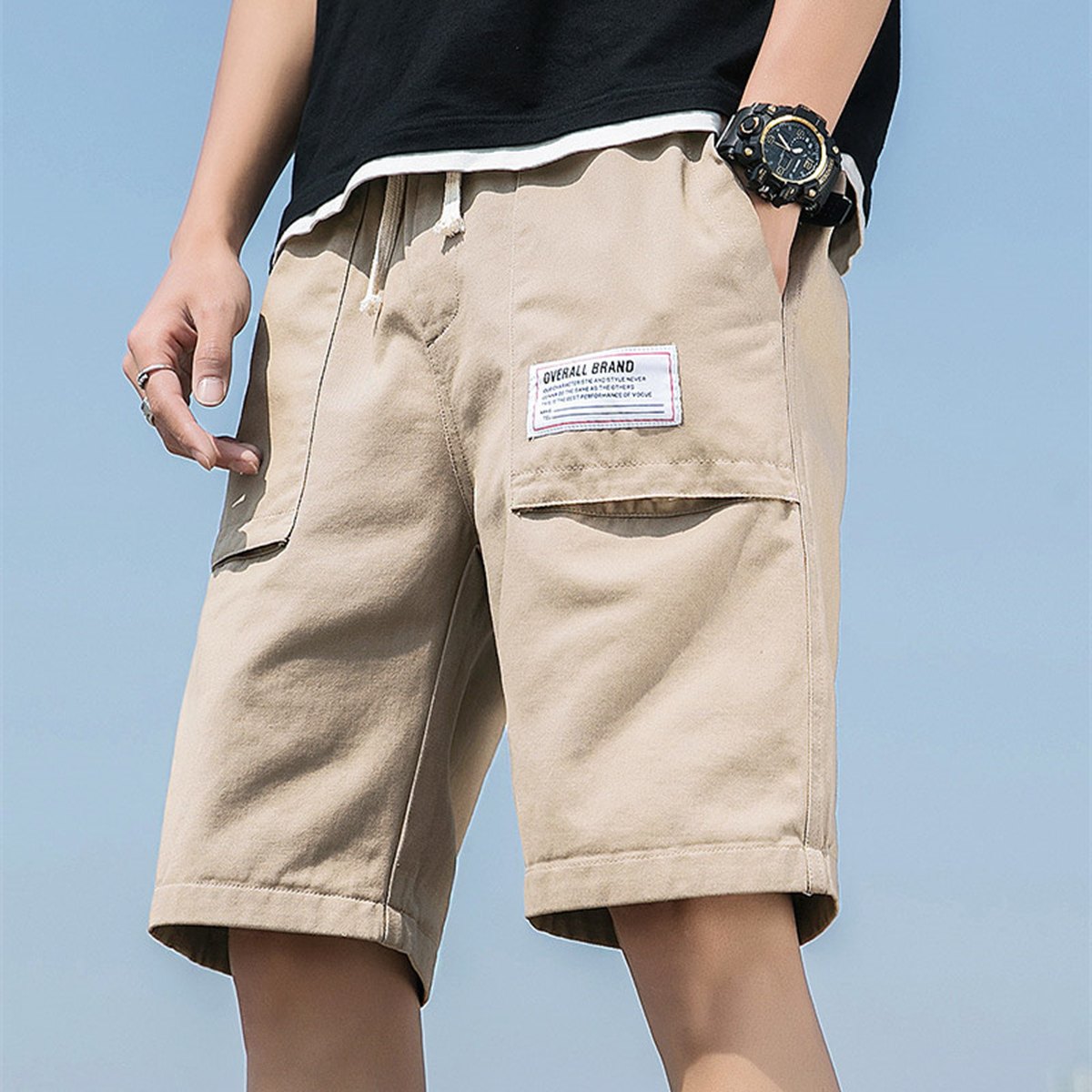 Men's Washed Overalls Camouflage Shorts