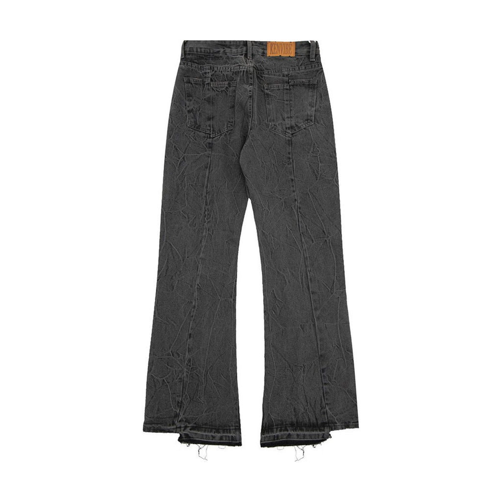 Men's Washed Pleated Jeans
