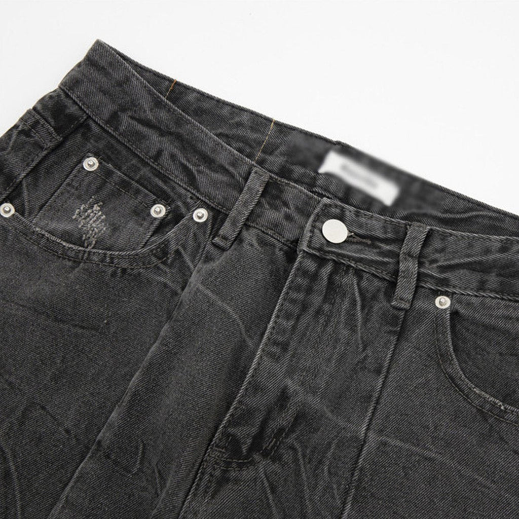 Men's Washed Pleated Jeans