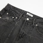 Men's Washed Pleated Jeans
