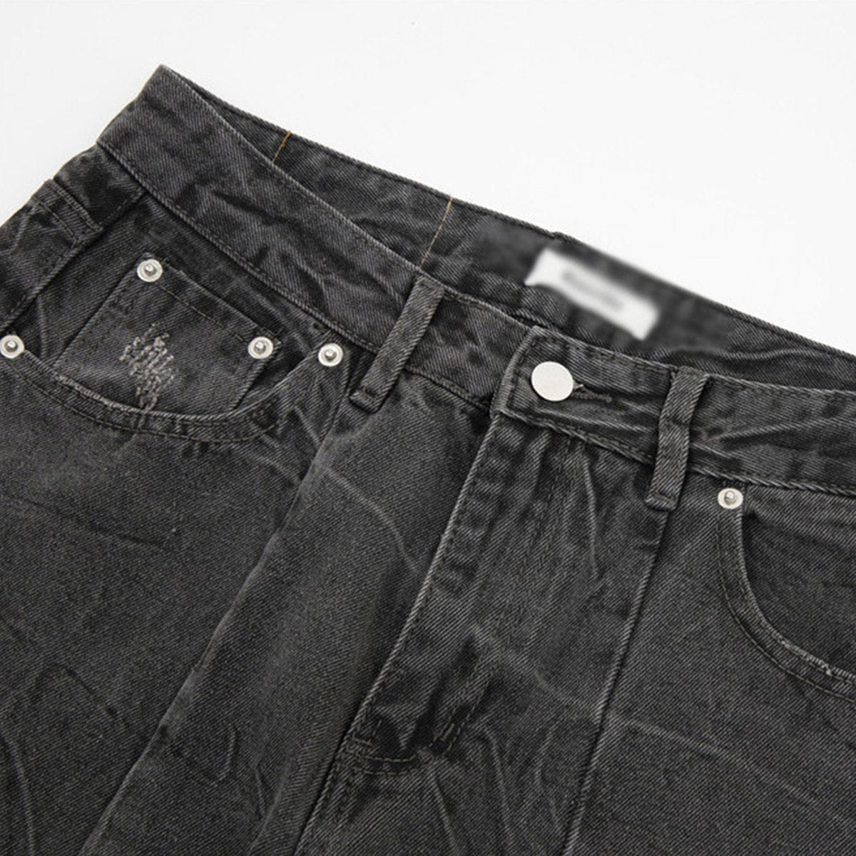 Men's Washed Pleated Jeans