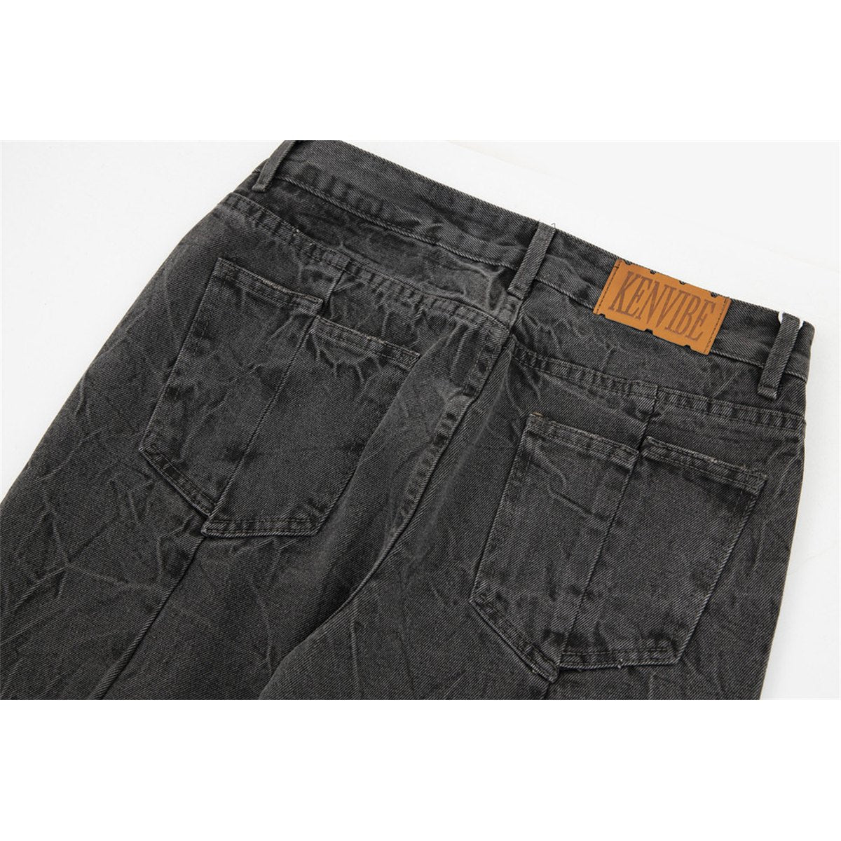 Men's Washed Pleated Jeans