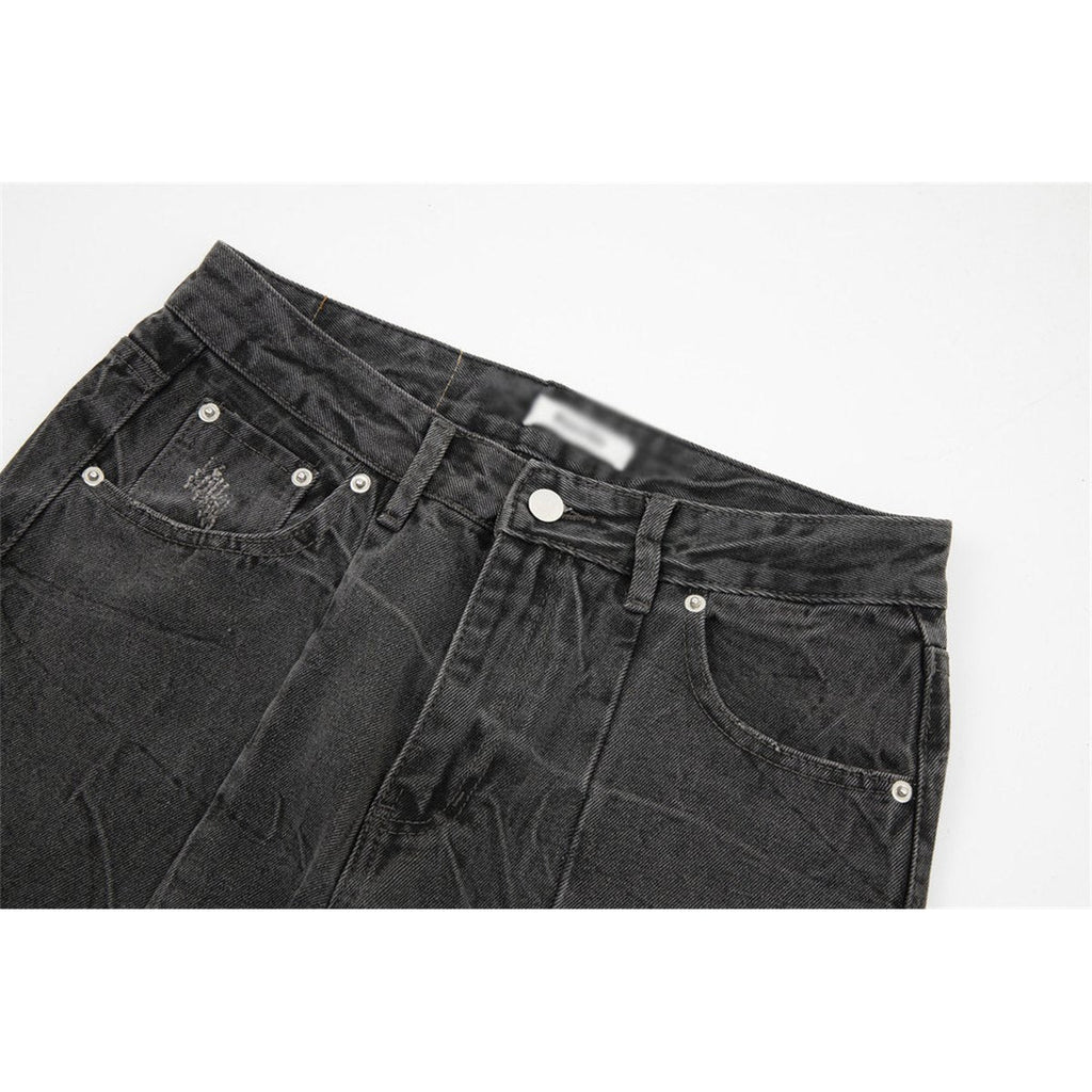 Men's Washed Pleated Jeans