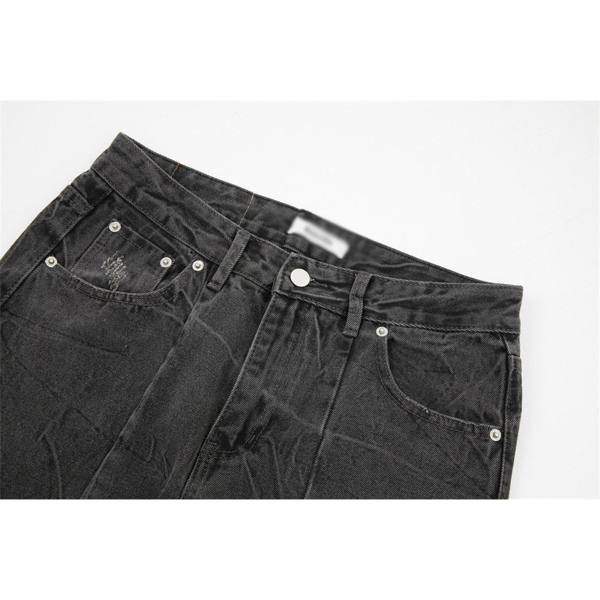 Men's Washed Pleated Jeans