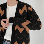 Men's Wave Pattern Cardigan Sweater