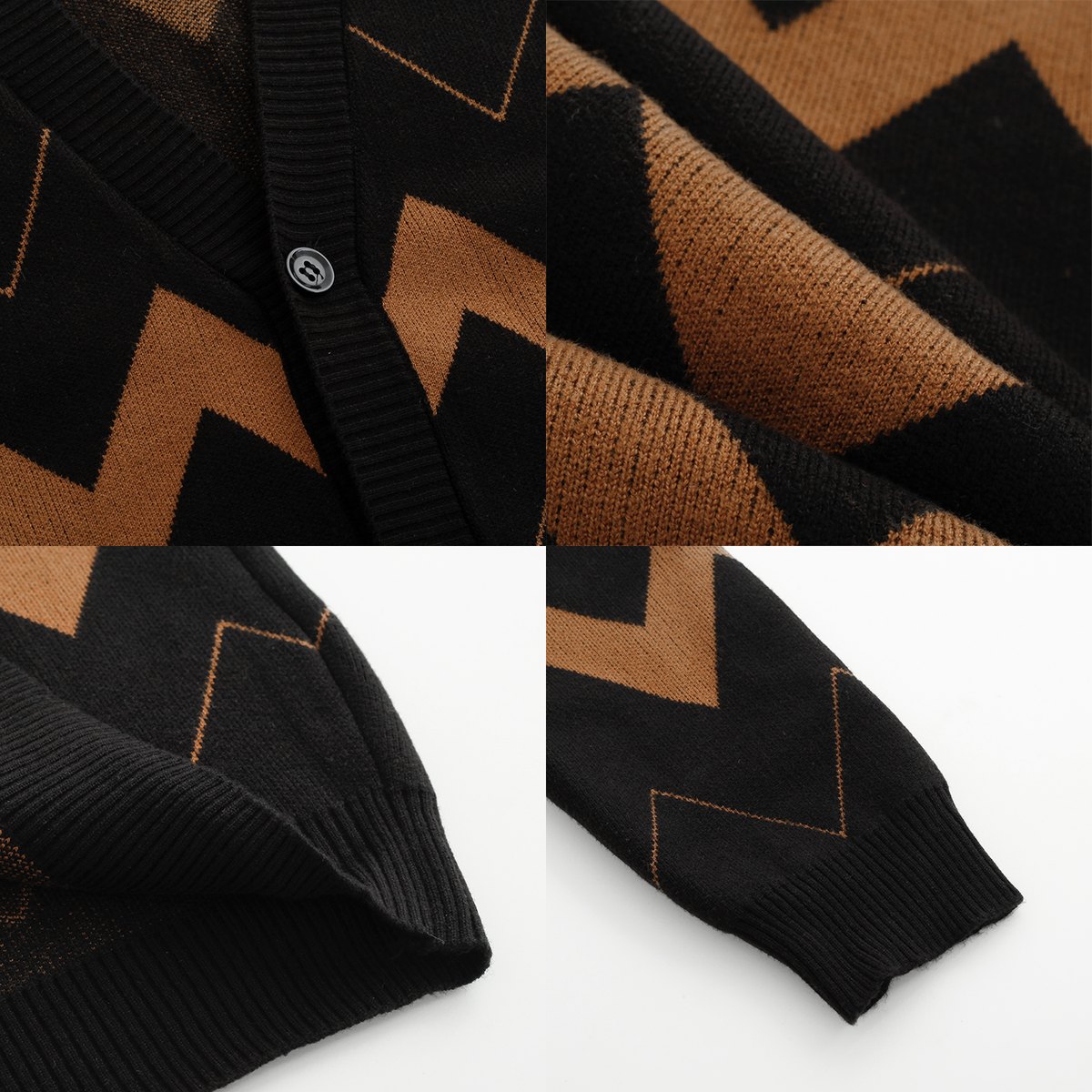 Men's Wave Pattern Cardigan Sweater
