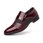 Men's Wine Red Patchwork Leather Shoes