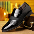 Men's Wine Red Patchwork Leather Shoes