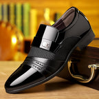 Men's Wine Red Patchwork Leather Shoes