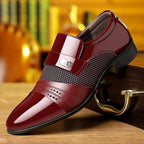 Men's Wine Red Patchwork Leather Shoes