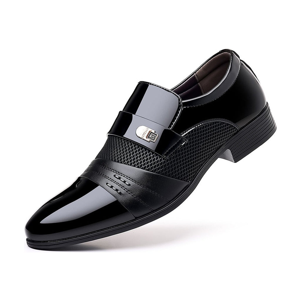 Men's Wine Red Patchwork Leather Shoes