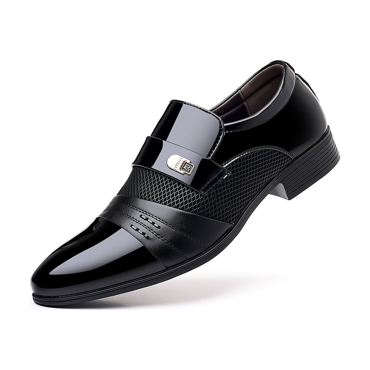 Men's Wine Red Patchwork Leather Shoes