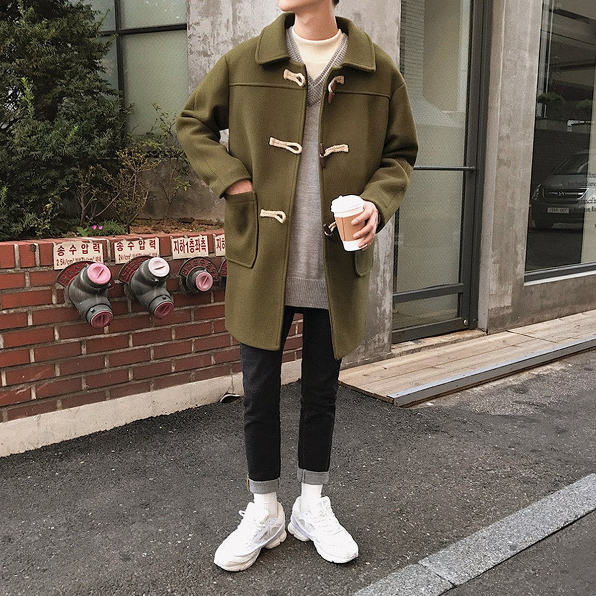 Men's Wool Windbreaker Loose Coat Young