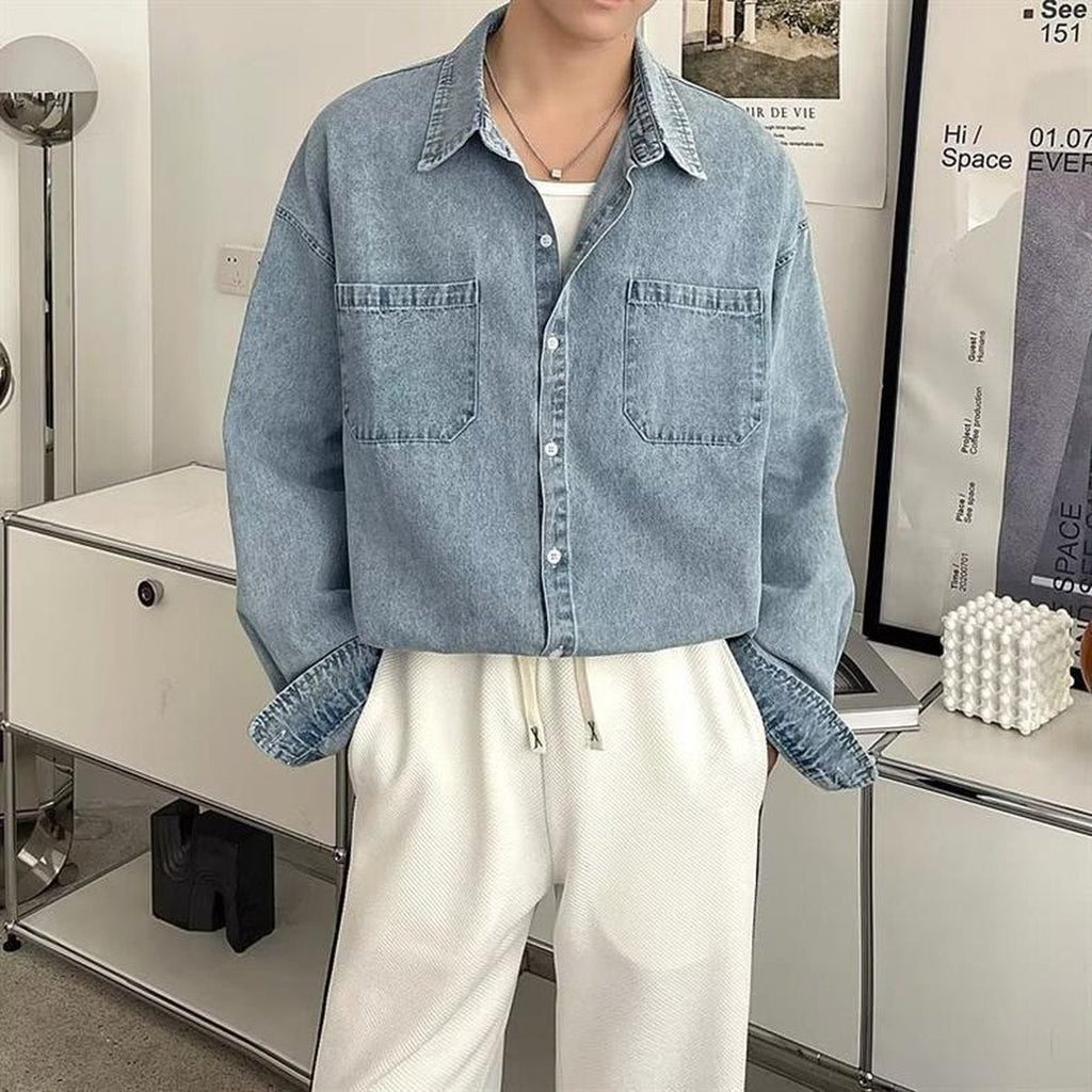 Men's Workwear Light Blue Denim Shirt Jacket
