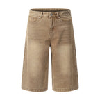 Men's Worn Denim Cargo Pants Shorts