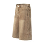 Men's Worn Denim Cargo Pants Shorts