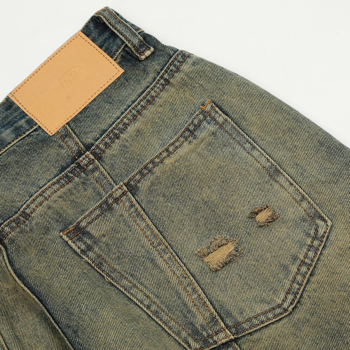 Men's Yellow Denim Straight-leg Trousers