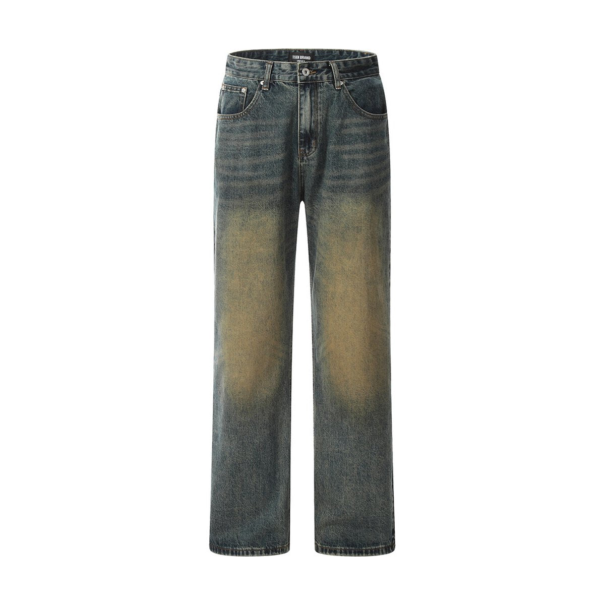 Men's Yellow Denim Straight-leg Trousers