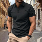 Men's Zipper Lapel Top Polo Shirt