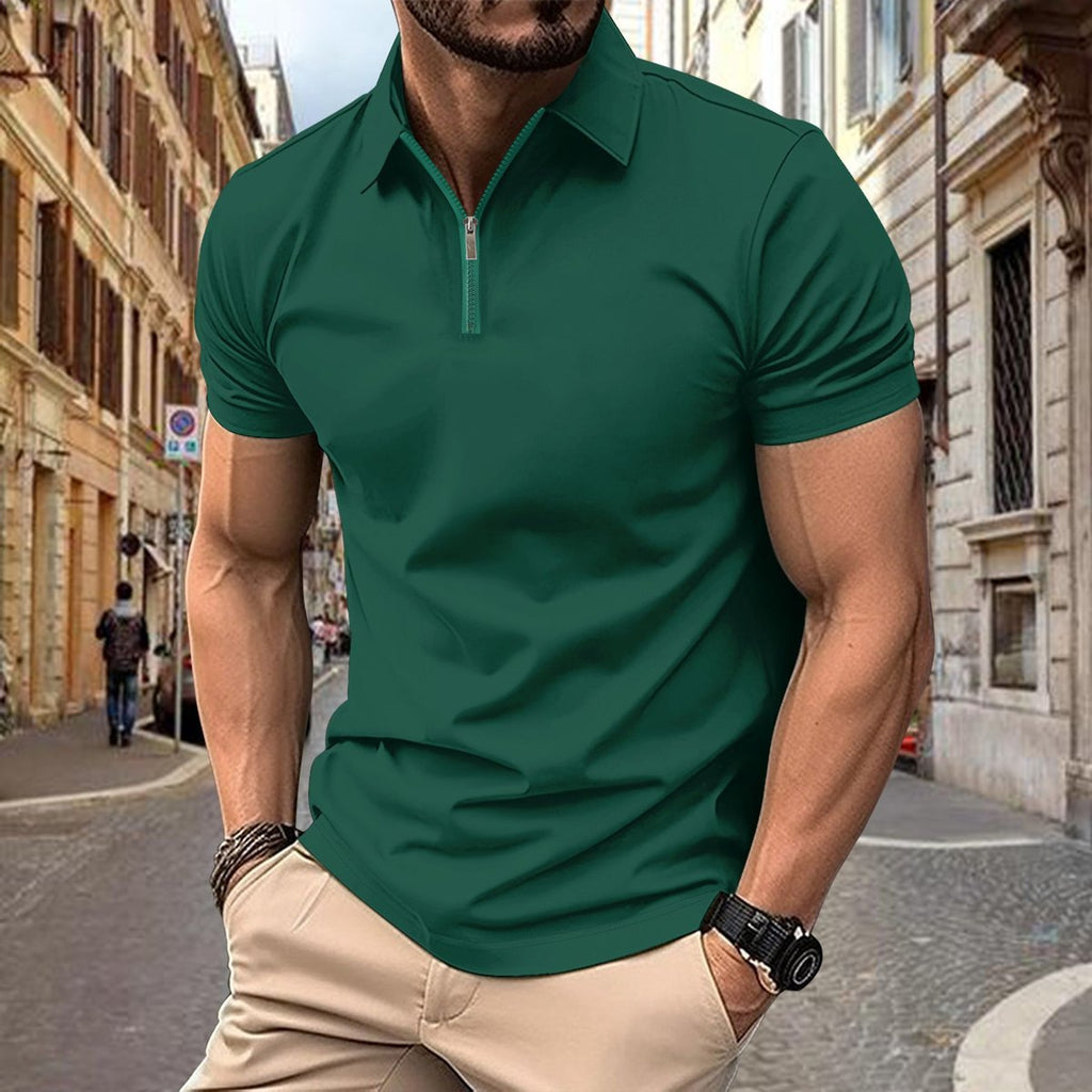 Men's Zipper Lapel Top Polo Shirt